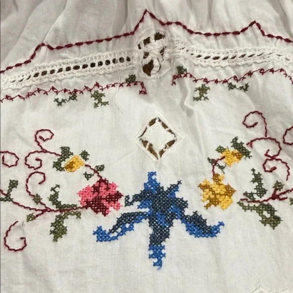 Anthropologie Hanky Crop Cutwork Tank Colorful Embroidery White SIZE XL NEW - Picture 10 of 10